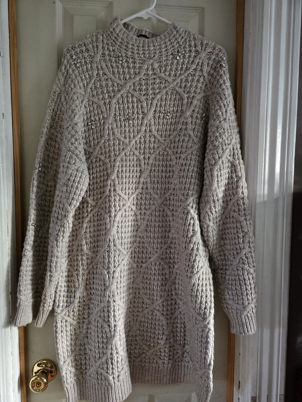 Express Chunky Cable Knit Turtleneck Sweater - Cream